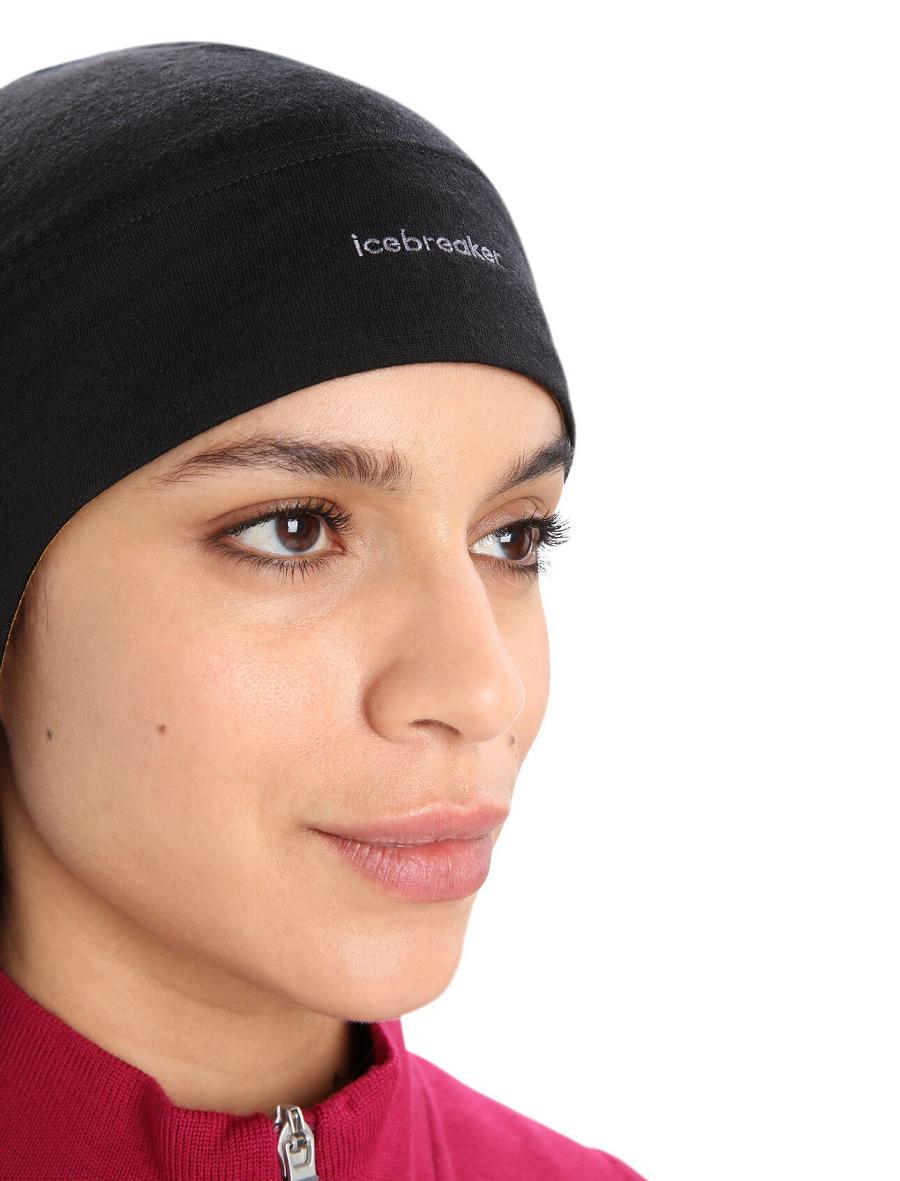 Black / Clove Women's Icebreaker Unisex Merino Quantum Beanie Hats | USA 1472MQZA